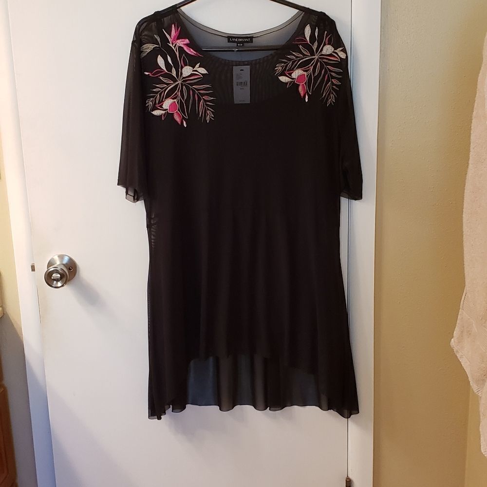 NWT Lane Bryant Black Embroidered Top Sz 18/20